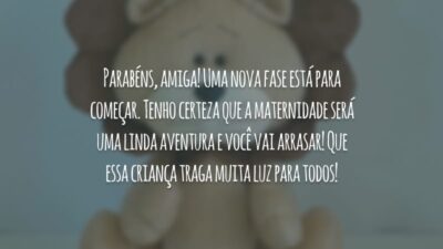 Parabéns, amiga! Uma nova fase está para começar. Tenho certeza que a maternidade será uma linda aventura e você vai arrasar! Que essa criança traga muita luz para todos!