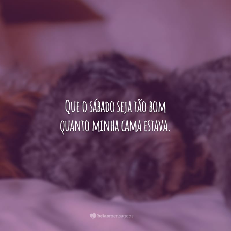 Que o sábado seja tão bom quanto minha cama estava.