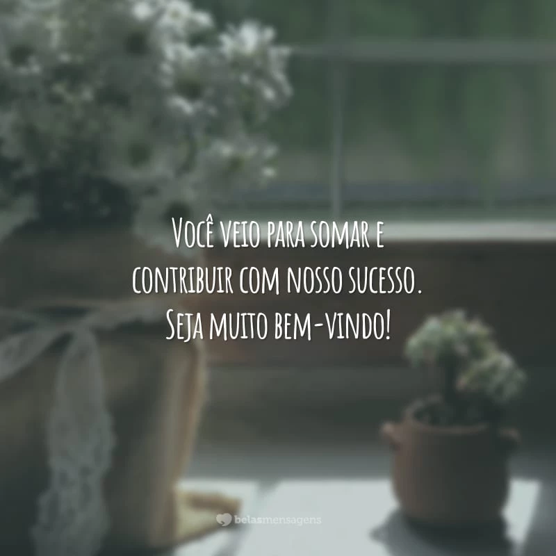 Você veio para somar e contribuir com o nosso sucesso. Seja muito bem-vindo!