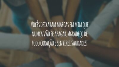 Vocês deixaram marcas em mim que nunca vão se apagar. Agradeço de todo coração e sentirei saudades!