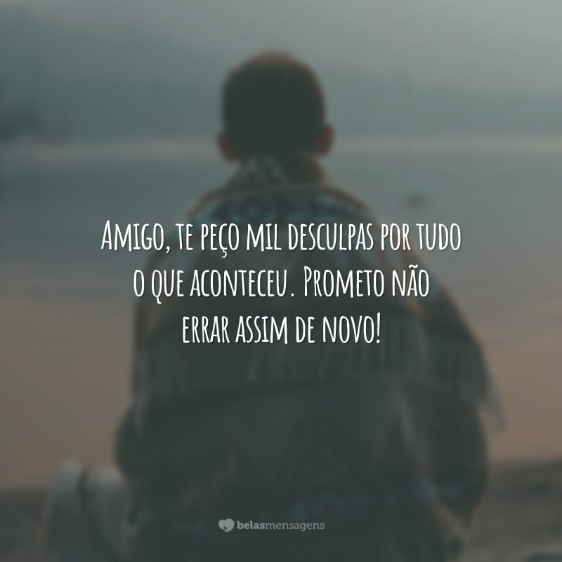 Amigo, te peço mil desculpas por tudo o que aconteceu. Prometo não errar assim de novo!