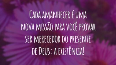 Cada amanhecer é uma nova missão para você provar ser merecedor do presente de Deus: a existência!