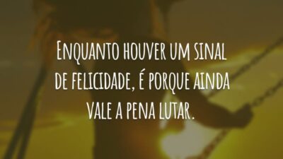 Enquanto houver um sinal de felicidade, é porque ainda vale a pena lutar.