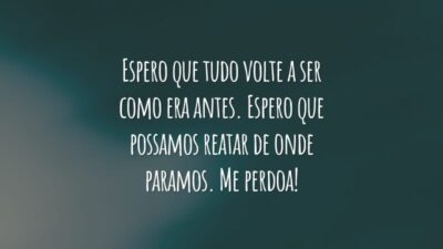 Espero que tudo volte a ser como era antes. Espero que possamos reatar de onde paramos. Me perdoa!