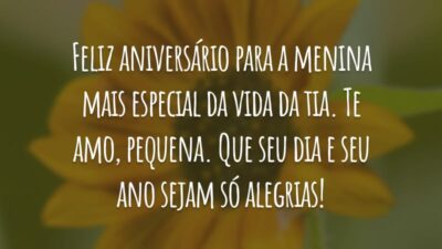 Feliz aniversário para a menina mais especial da vida da tia. Te amo, pequena. Que seu dia e seu ano sejam só alegrias!