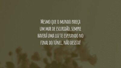 Mesmo que o mundo pareça um mar de escuridão, sempre haverá uma luz te esperando no final do túnel, não desista!