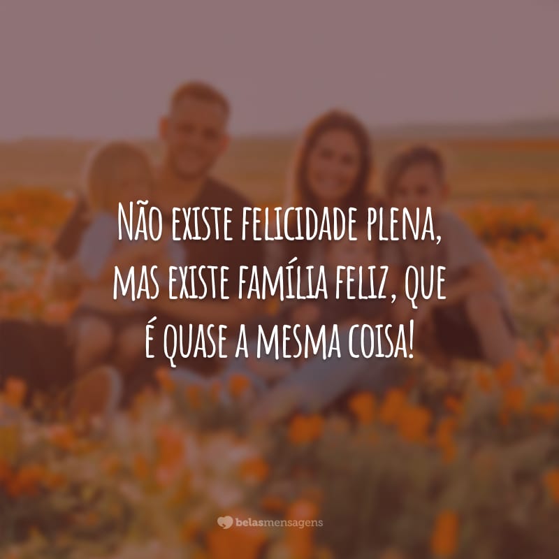 Não existe felicidade plena, mas existe família feliz, que é quase a mesma coisa!