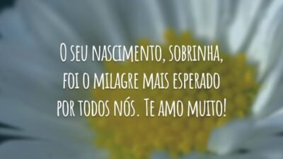 O seu nascimento, sobrinha, foi o milagre mais esperado por todos nós. Te amo muito!