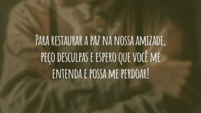Para restaurar a paz na nossa amizade, peço desculpas e espero que você me entenda e possa me perdoar!