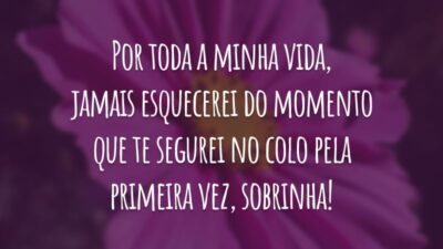 Por toda a minha vida, jamais esquecerei do momento que te segurei no colo pela primeira vez, sobrinha!