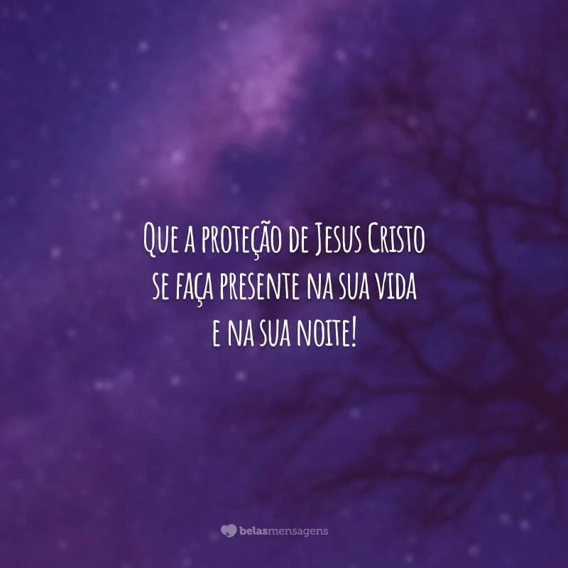 Que a proteção de Jesus Cristo se faça presente na sua vida e na sua noite!