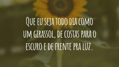 Que eu seja todo dia como um girassol, de costas para o escuro e de frente pra luz.