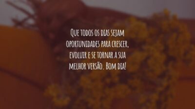 Que todos os dias sejam oportunidades para crescer, evoluir e se tornar a sua melhor versão. Bom dia!