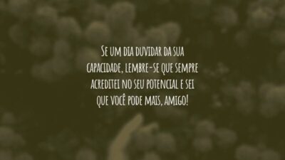 Se um dia duvidar da sua capacidade, lembre-se que sempre acreditei no seu potencial e sei que você pode mais, amigo!