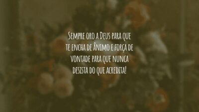 Sempre oro a Deus para que te encha de ânimo e força de vontade para que nunca desista do que acredita!
