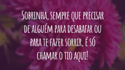 Sobrinha, sempre que precisar de alguém para desabafar ou para te fazer sorrir, é só chamar o tio aqui!