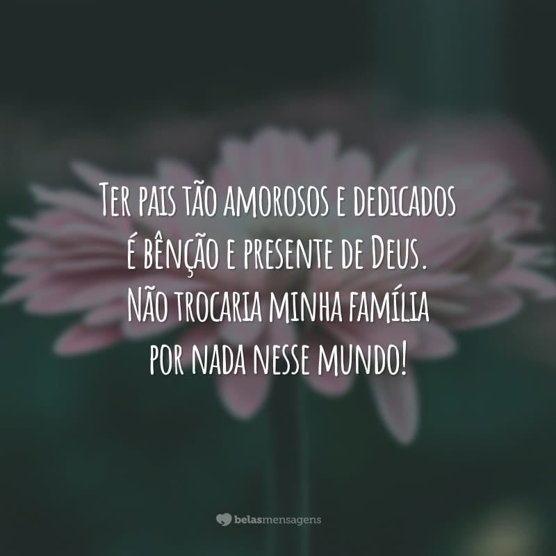 Ter pais tão amorosos e dedicados é bênção e presente de Deus. Não trocaria minha família por nada nesse mundo!