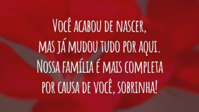 Você acabou de nascer, mas já mudou tudo por aqui. Nossa família é mais completa por causa de você, sobrinha!