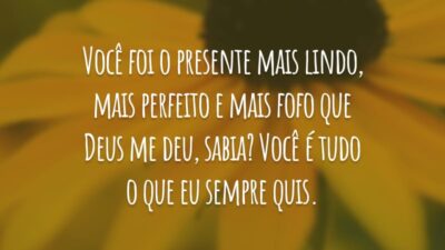 Você foi o presente mais lindo, mais perfeito e mais fofo que Deus me deu, sabia? Você é tudo o que eu sempre quis.