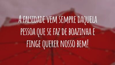 A falsidade vem sempre daquela pessoa que se faz de boazinha e finge querer nosso bem!