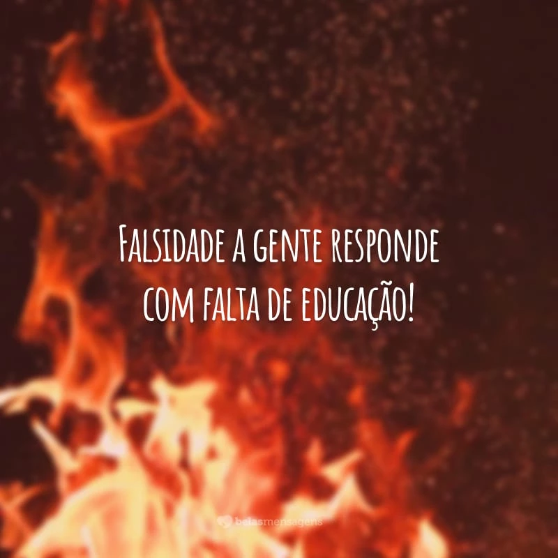 Falsidade a gente responde com falta de educação!