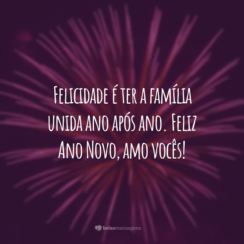 Felicidade é ter a família unida ano após ano. Feliz Ano Novo, amo vocês!