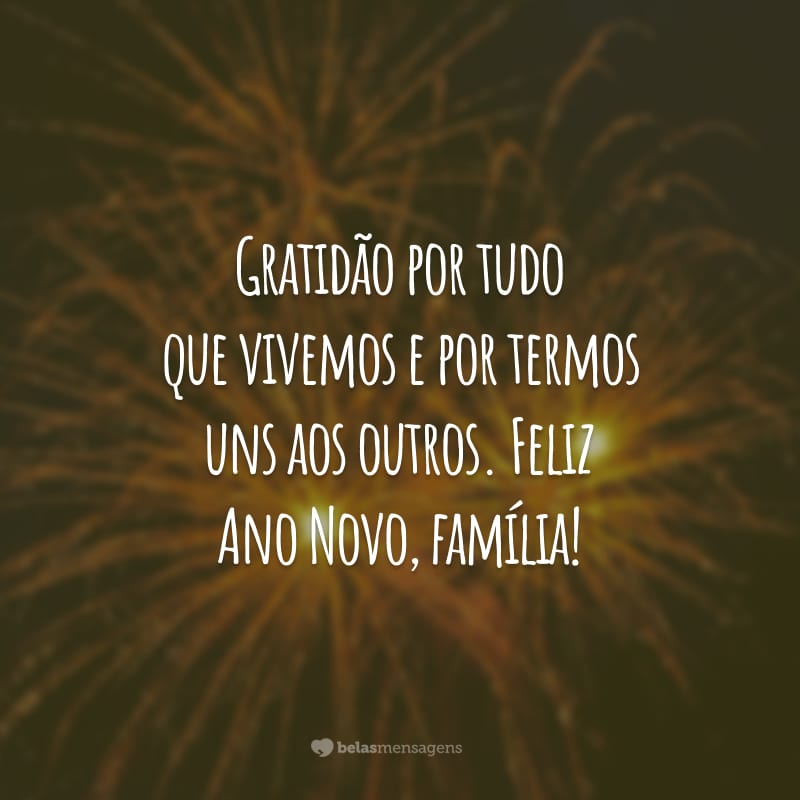 Gratidão por tudo que vivemos e por termos uns aos outros. Feliz Ano Novo, família!