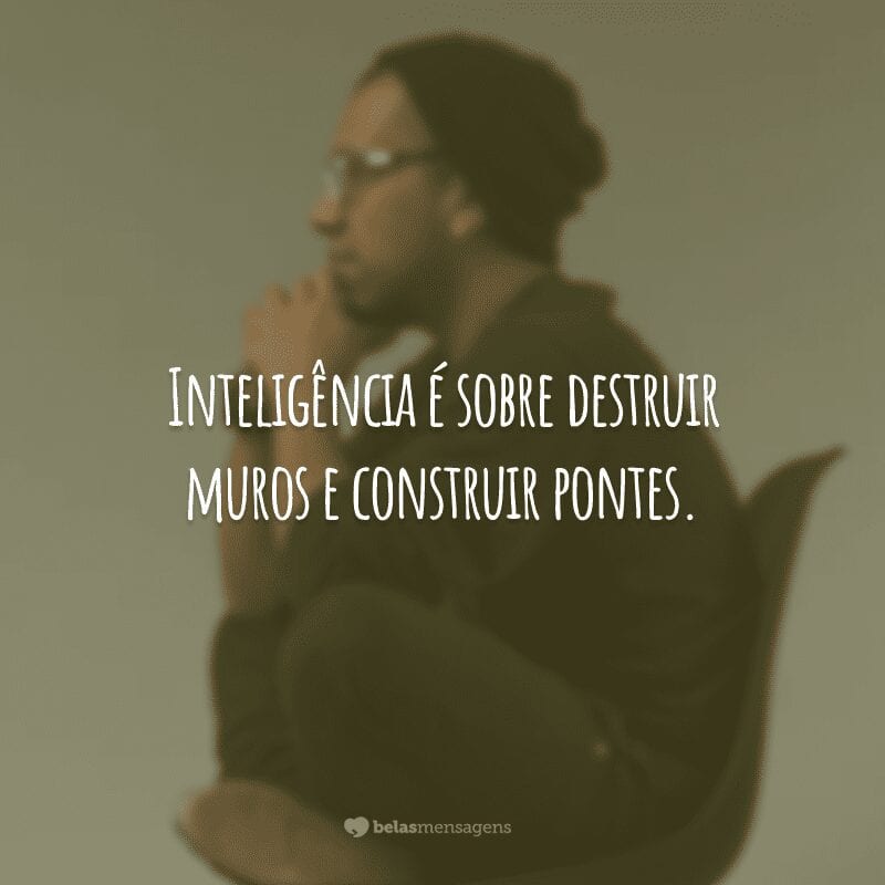 Inteligência é sobre destruir muros e construir pontes.