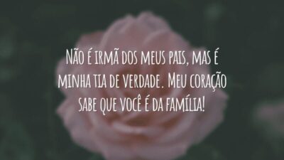 Não é irmã dos meus pais, mas é minha tia de verdade. Meu coração sabe que você é da família!