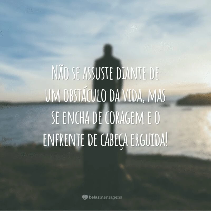 Não se assuste diante de um obstáculo da vida, mas se encha de coragem e o enfrente de cabeça erguida!