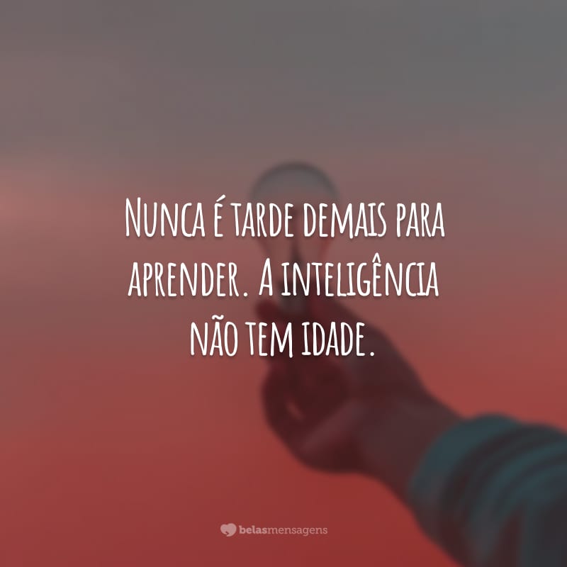 Nunca é tarde demais para aprender. A inteligência não tem idade.