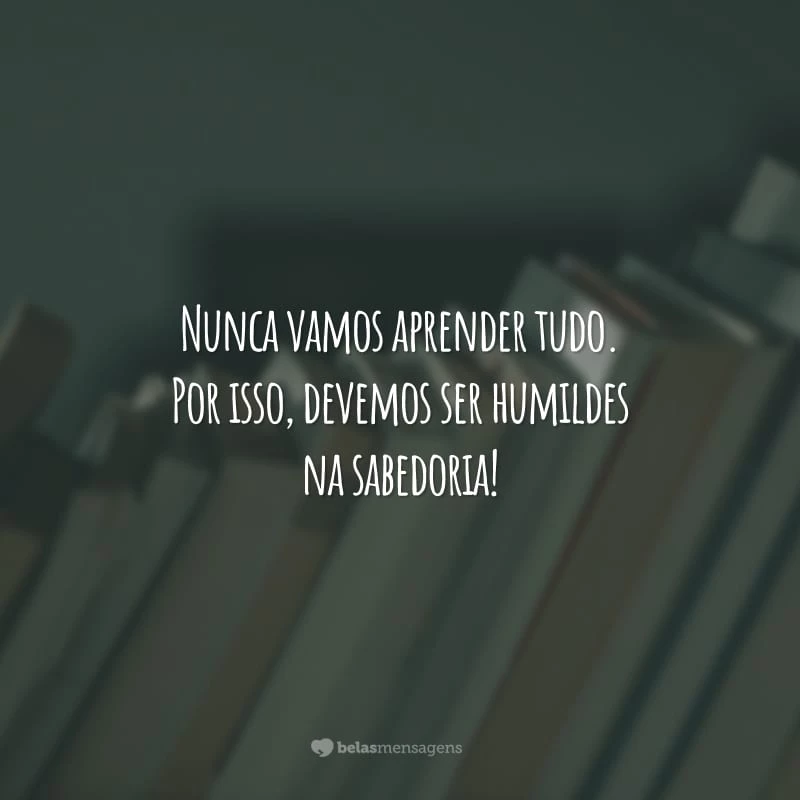 Nunca vamos aprender tudo. Por isso, devemos ser humildes na sabedoria!