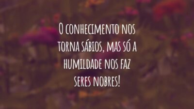 O conhecimento nos torna sábios, mas só a humildade nos faz seres nobres!