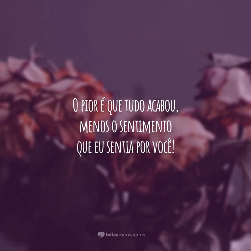 O pior é que tudo acabou, menos o sentimento que eu sentia por você!