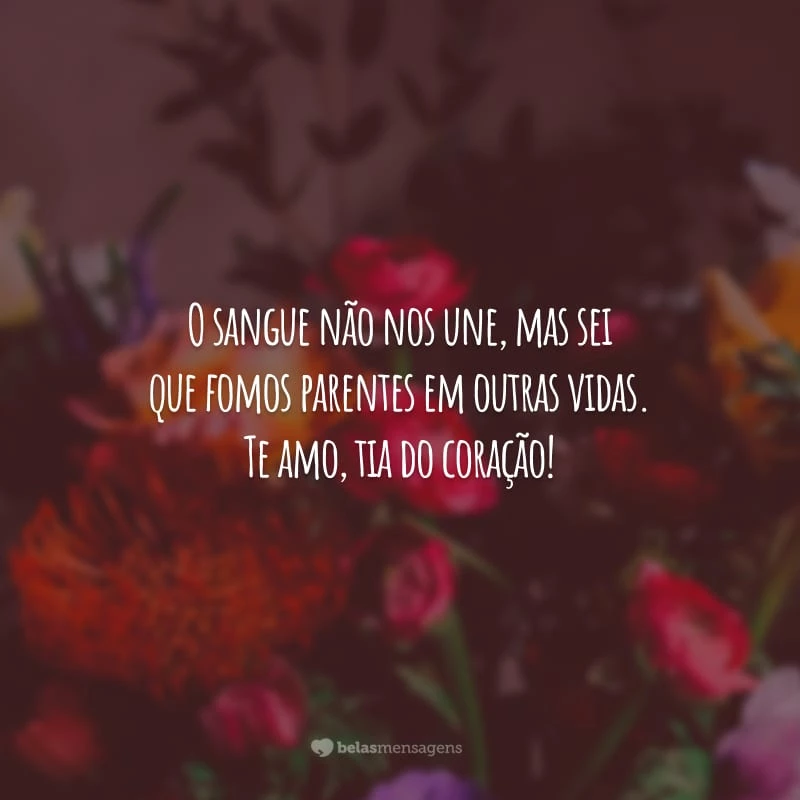 O sangue não nos une, mas sei que fomos parentes em outras vidas. Te amo, tia do coração!