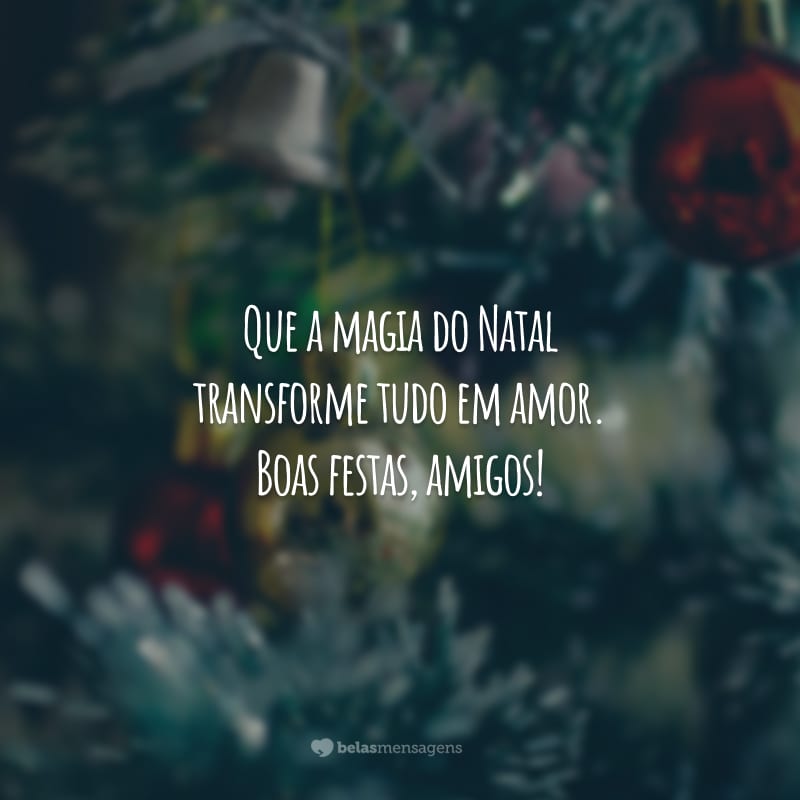 Que a magia do Natal transforme tudo em amor. Boas festas, amigos!