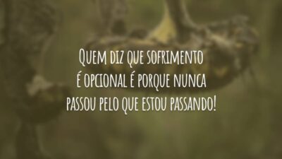 Quem diz que sofrimento é opcional é porque nunca passou pelo que estou passando!