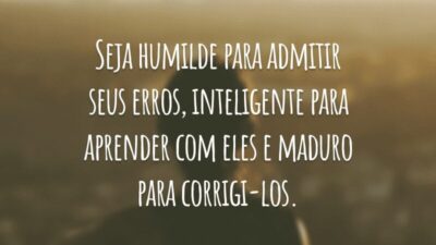 Seja humilde para admitir seus erros, inteligente para aprender com eles e maduro para corrigi-los.
