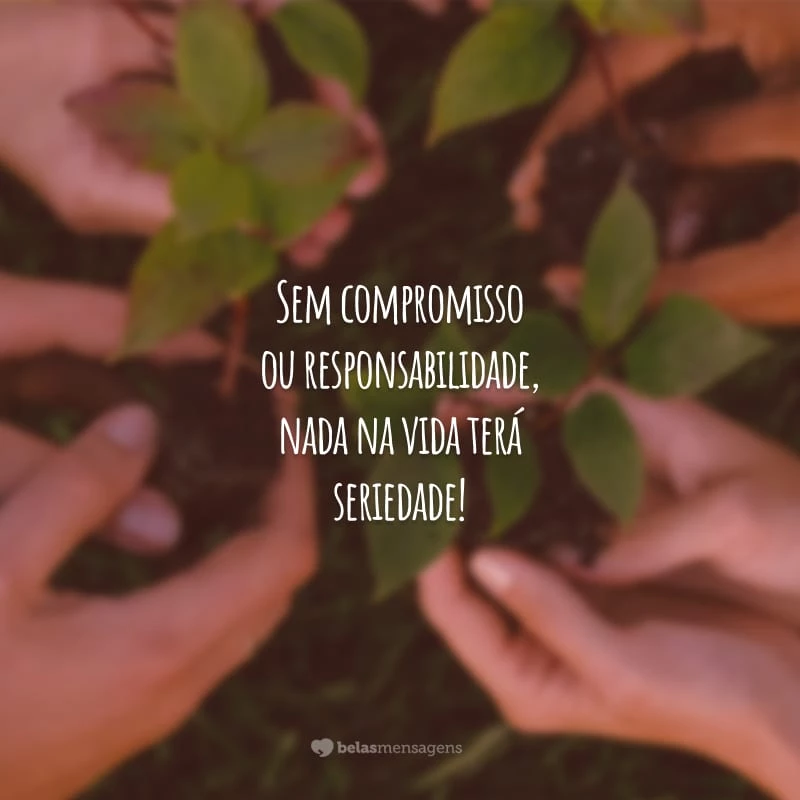 Sem compromisso ou responsabilidade, nada na vida terá seriedade!