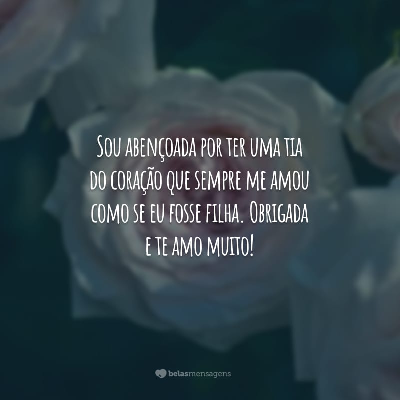 Sou abençoada por ter uma tia do coração que sempre me amou como se eu fosse filha. Obrigada e te amo muito!