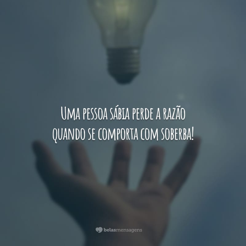 Uma pessoa sábia perde a razão quando se comporta com soberba!