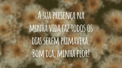 A sua presença na minha vida faz todos os dias serem primavera. Bom dia, minha flor!
