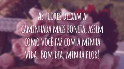 As flores deixam a caminhada mais bonita, assim como você faz com a minha vida. Bom dia, minha flor!