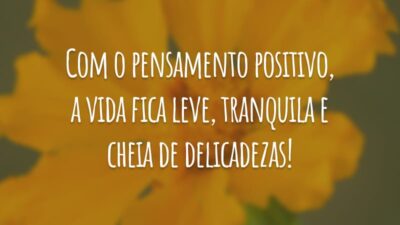 Com o pensamento positivo, a vida fica leve, tranquila e cheia de delicadezas!