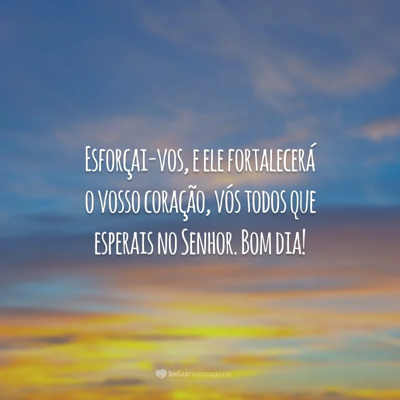 Esforçai-vos, e ele fortalecerá o vosso coração, vós todos que esperais no Senhor. Bom dia!