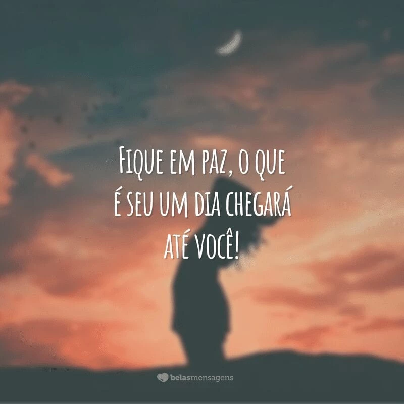 Fique em paz, o que é seu um dia chegará até você!