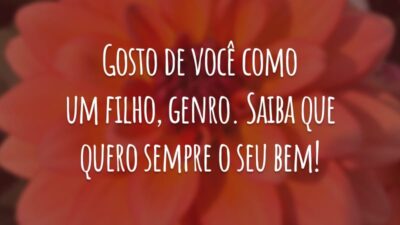 Gosto de você como um filho, genro. Saiba que quero sempre o seu bem!
