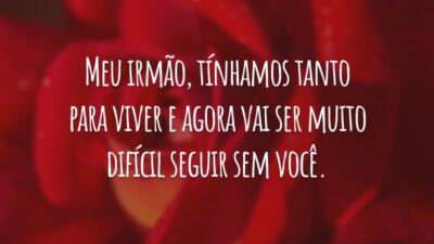 Meu irmão, tínhamos tanto para viver e agora vai ser muito difícil seguir sem você.
