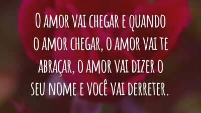O amor vai chegar e quando o amor chegar, o amor vai te abraçar, o amor vai dizer o seu nome e você vai derreter.