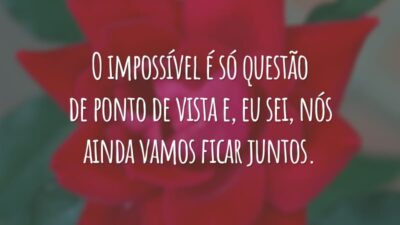 O impossível é só questão de ponto de vista e, eu sei, nós ainda vamos ficar juntos.